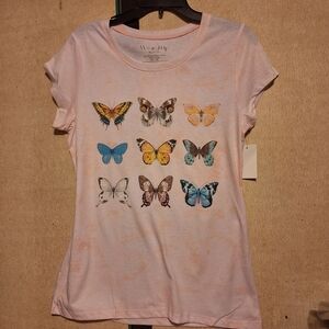 Light Pink T-shirt with butterflys